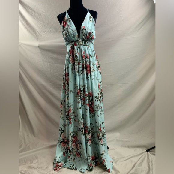 Boho Criss Cross Backless Floral Maxi Dress - Picture 8 of 9